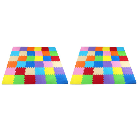 BalanceFrom 9 Color Extra Thick Interlocking Foam Exercise Play Mats (2 Pack)