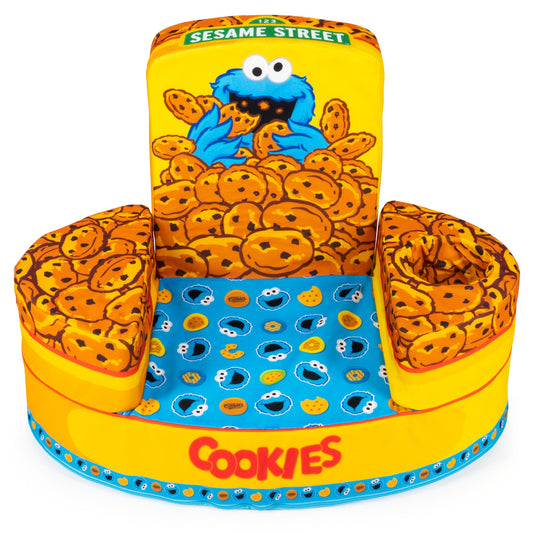 Marshmallow Furniture Flip-See-Do Comfy Foam Toddler Kid's Chair, Cookie Monster