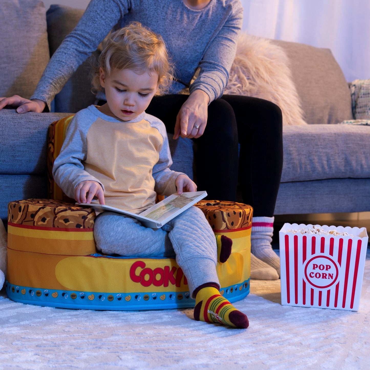 Marshmallow Furniture Flip-See-Do Comfy Foam Toddler Kid's Chair, Cookie Monster
