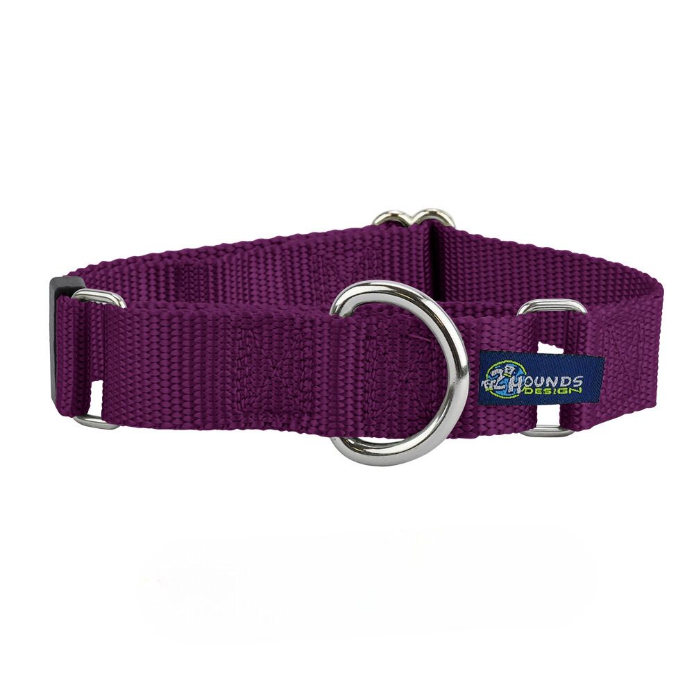 5/8″ and 1″ Burgundy Nylon Martingale Dog Collar