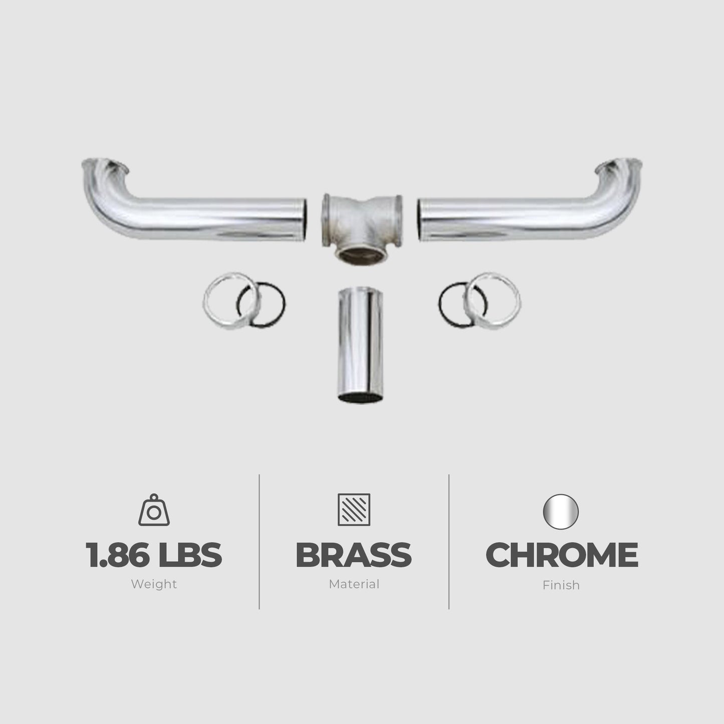 Master Plumber 2 Bowl Center Outlet Drain with Chrome Plated Brass for Sinks