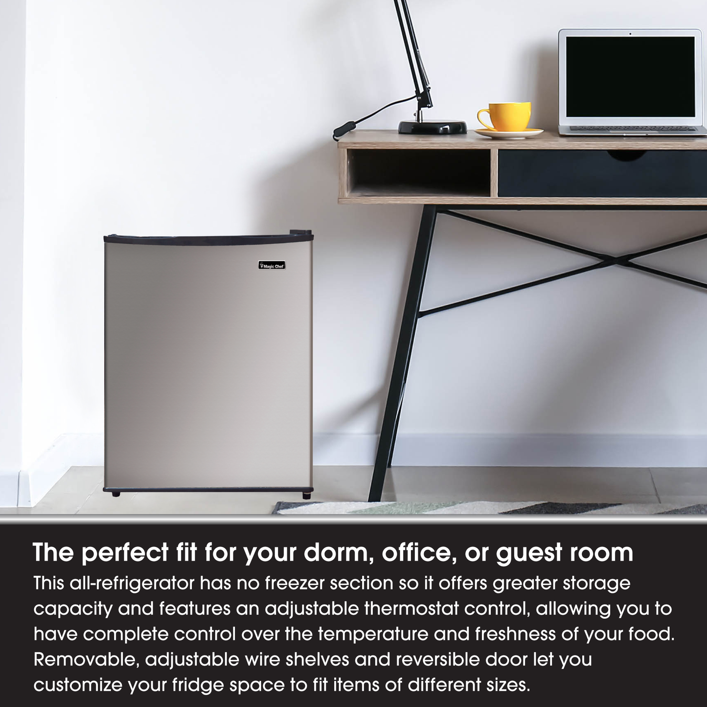 Magic Chef MCAR240SE2 2.4 Cubic Foot Mini Dorm Fridge Freezer, Stainless Steel