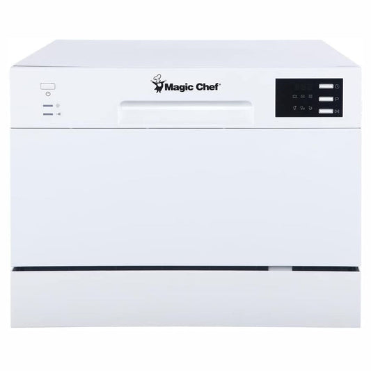 Magic Chef MCSCD6W5 Energy Star 6 Plate Kitchen Countertop Dishwasher, White