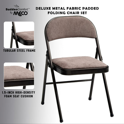 MECO 4-Pack of Deluxe Corrin Fabric Padded Folding Chairs with 16 x 16 Inch Seat