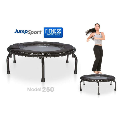 JumpSport 250 Fitness Rebounder Mini Trampoline & Handle Bar Accessory, Black