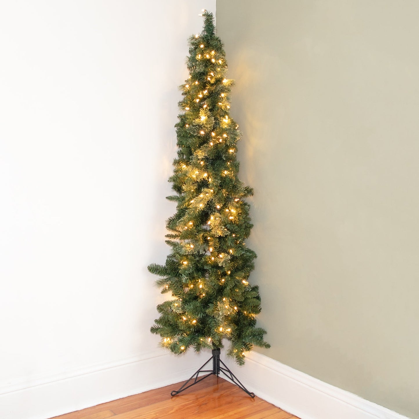 Home Heritage Cashmere 5 Ft Artificial Half Christmas Tree Prelit w/ 100 Lights