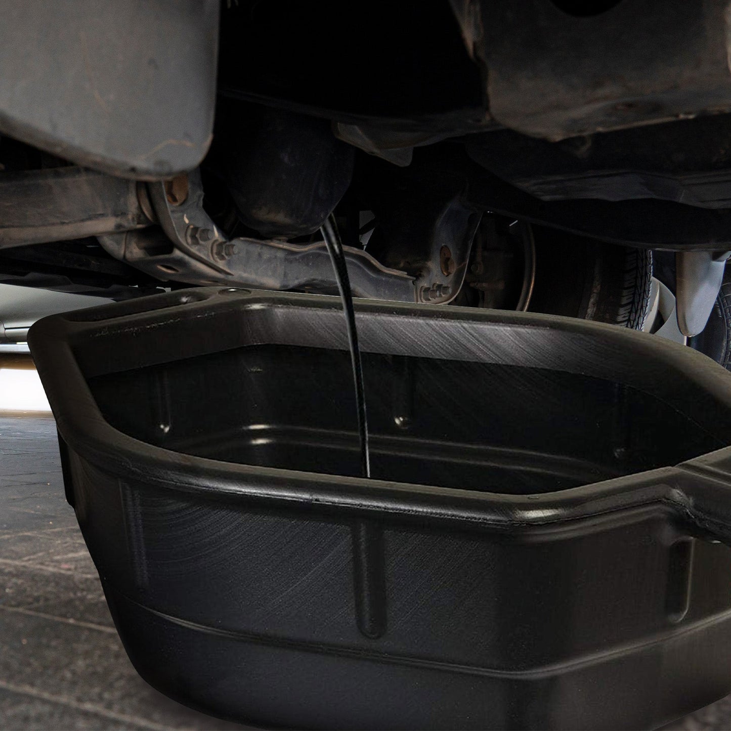 Midwest Can 5 Gallon Large Open Top Drain Pan with Back Handle and Front Spout