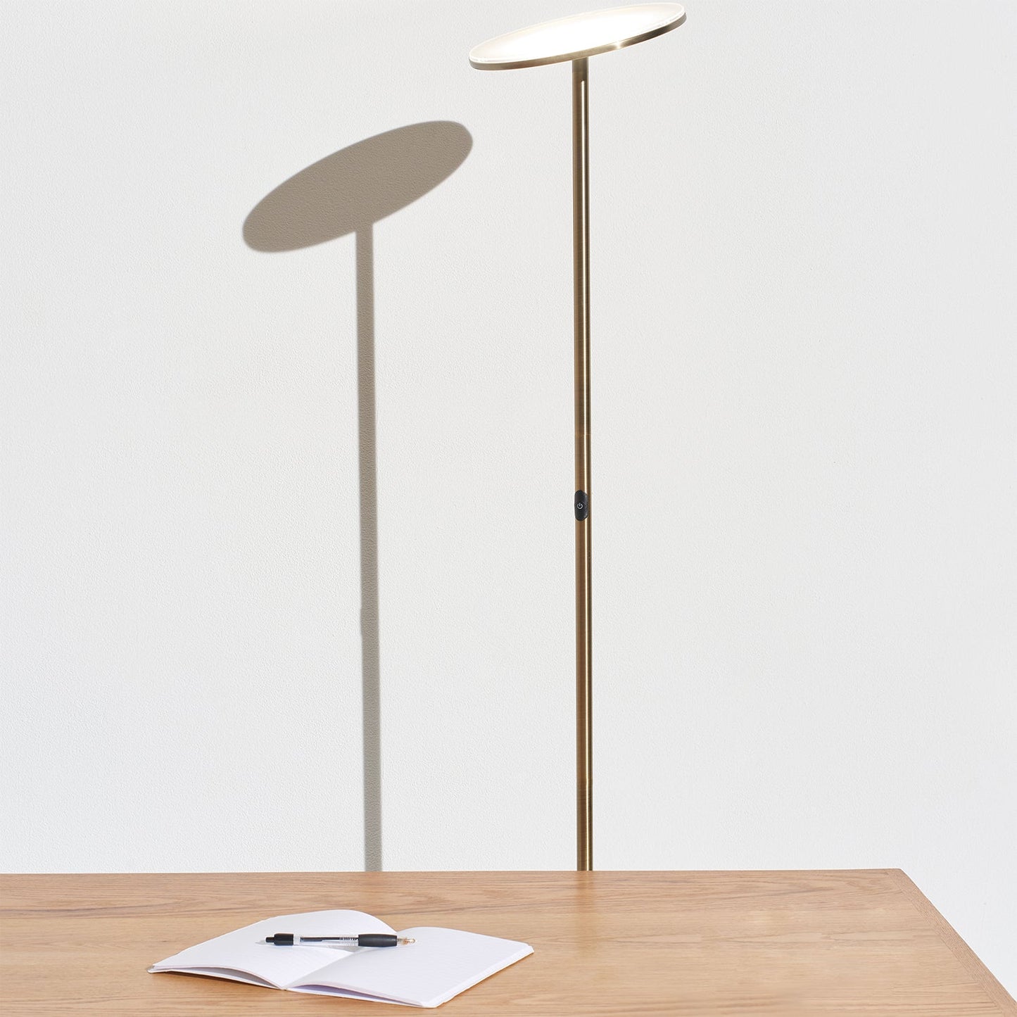 Brightech Sky LED Torchiere Super Bright Standing Touch Sensor Floor Lamp, Brass