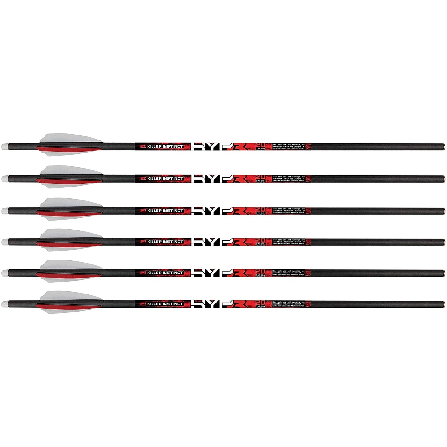 Killer Instinct MSCKI-1064-6 HYPR 20" Carbon Crossbow Bolts, 6 Count (2 Pack)