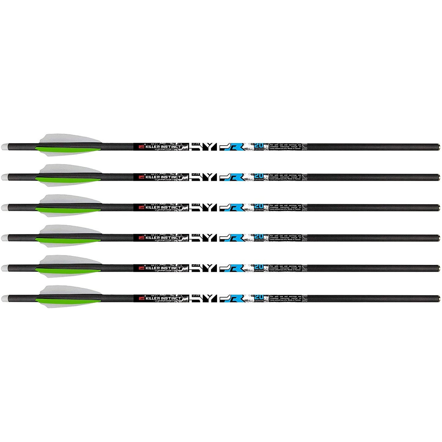 Killer Instinct MSCKI-1065-6 HYPR Lite 20" Carbon Crossbow Bolts, 6 Ct (2 Pack)