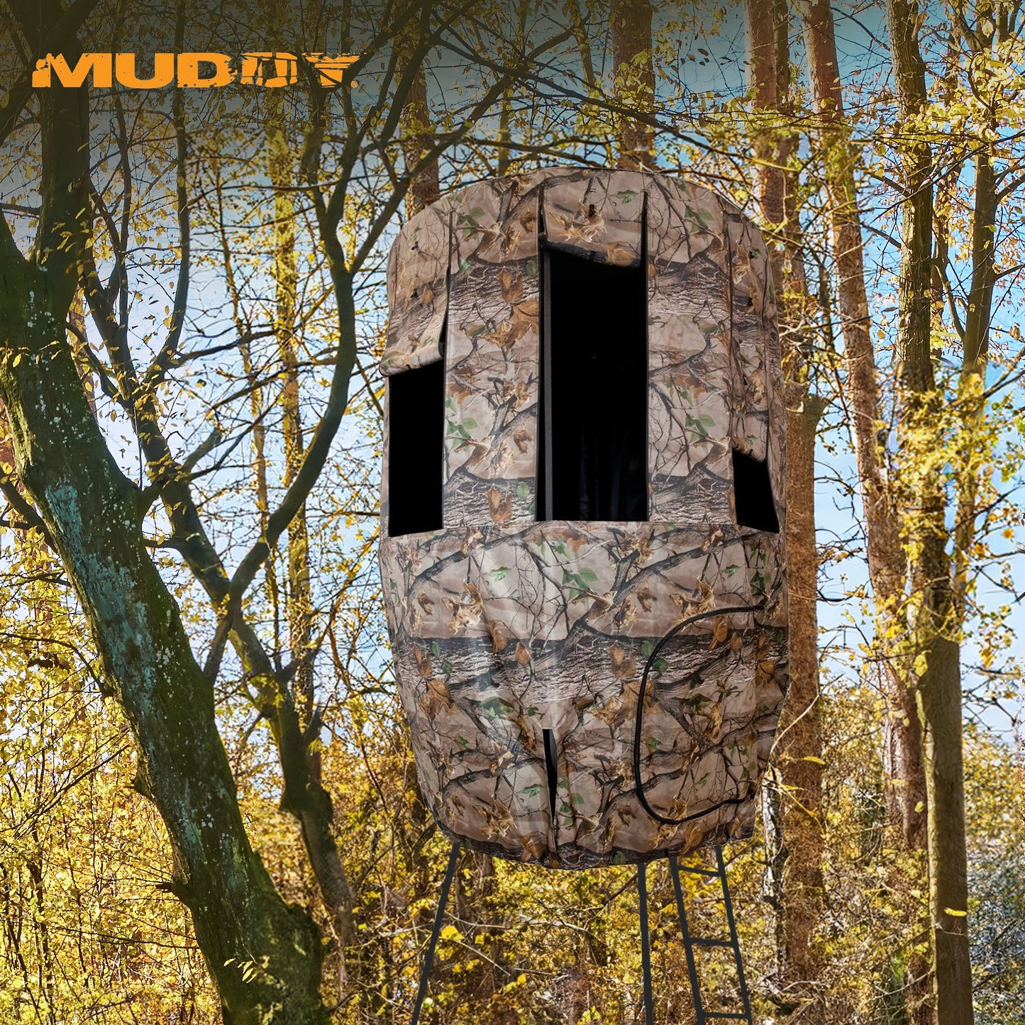 Muddy Roof Kit Hunting Gear, Hunting Blind w/ 8 Windows for Liberty Tripod Stand