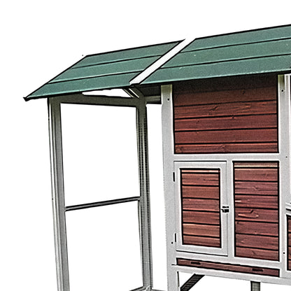 My Backyard Farm Chicken Ranch Coop with PVC Roof and Vent Window, Dark Red