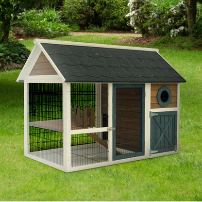 My Backyard Farm 2 Story Design Hutch Bunny Barn with Pull Out Cleaning Tray