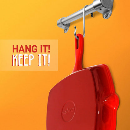 NutriChef 11 Inch Square Cast Iron Skillet with Porcelain Enamel Coating, Red