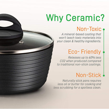 NutriChef Ridge Line Nonstick Kitchen Cookware 12 Piece Pots & Pans Set (4 Pack)