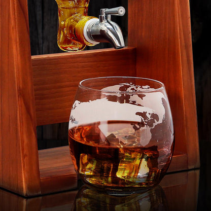 NutriChef Home Bar Glass Barrel Whiskey Carafe Alcohol Decanter Set (2 Pack)