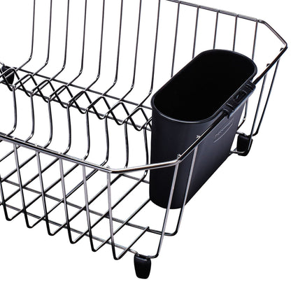 Rubbermaid Home Kitchen Gadget Twin Sink 11 Slot Dish Rack Drainer, Black Chrome