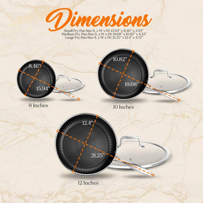 NutriChef Nonstick Tri Ply Stainless Steel Kitchen Cookware Pan Set, 6 Pieces