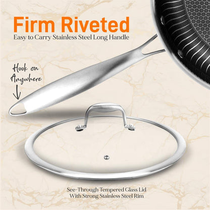 NutriChef Nonstick Tri Ply Stainless Steel Kitchen Cookware Pan Set, 6 Pieces