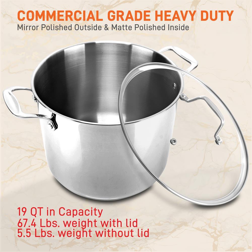 NutriChef Heavy Duty 19 Quart Stainless Steel Soup Stock Pot with Lid (2 Pack)