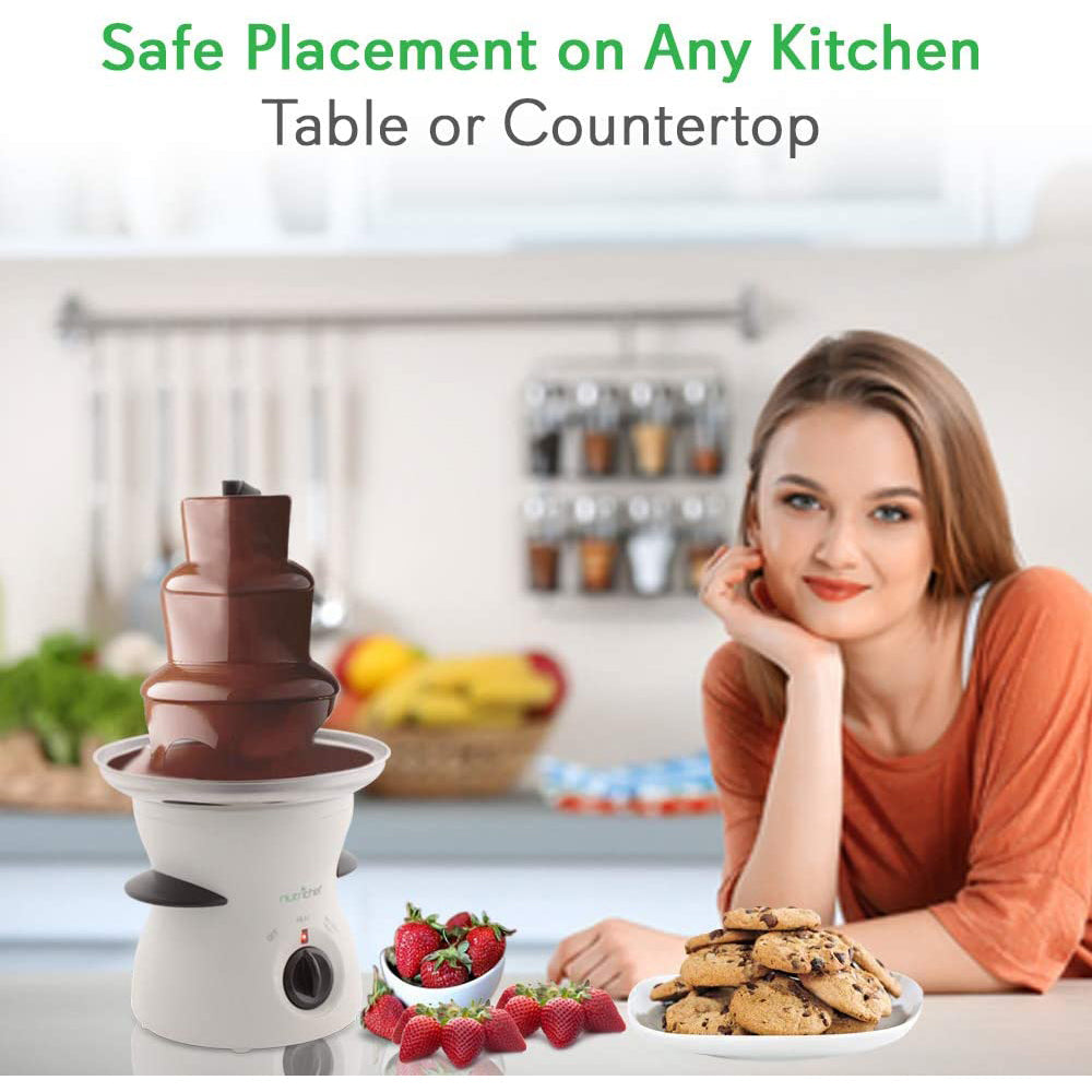 NutriChef 16oz 3 Tier Electric Countertop Fondue Maker Fountain Chocolate Melter