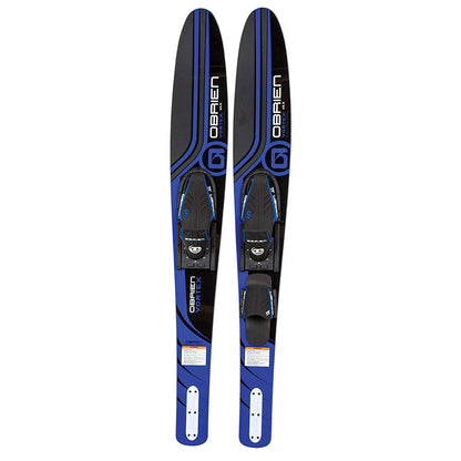 O'Brien Adult Vortex Combos 65.5-Inch Nylon Adjustable Wide Waterskis, Blue