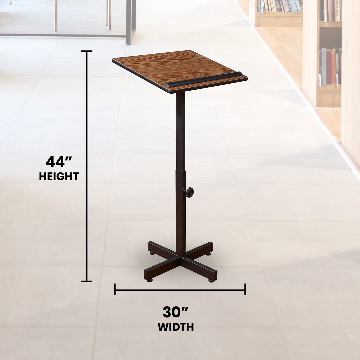 Oklahoma Sound Portable Presentation Series Adjustable Lectern Stand, Medium Oak