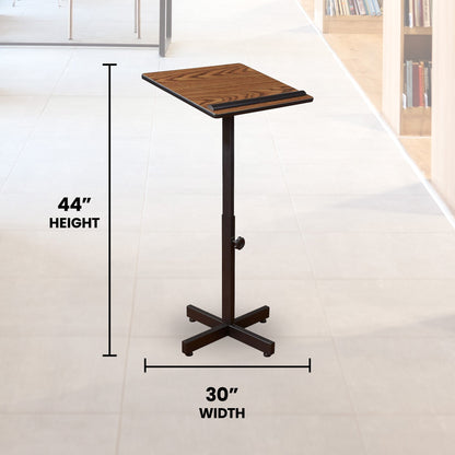 Oklahoma Sound Portable Presentation Series Adjustable Lectern Stand, Medium Oak