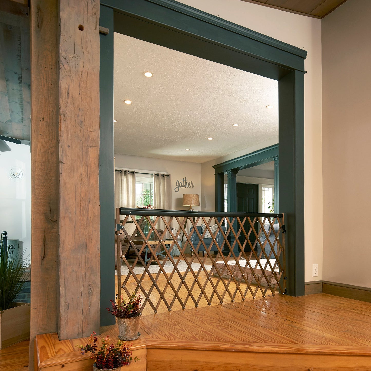 Evenflo Easy Walk Thru Extra Wide Baby/Pet Safety Gate, Farmhouse Collection