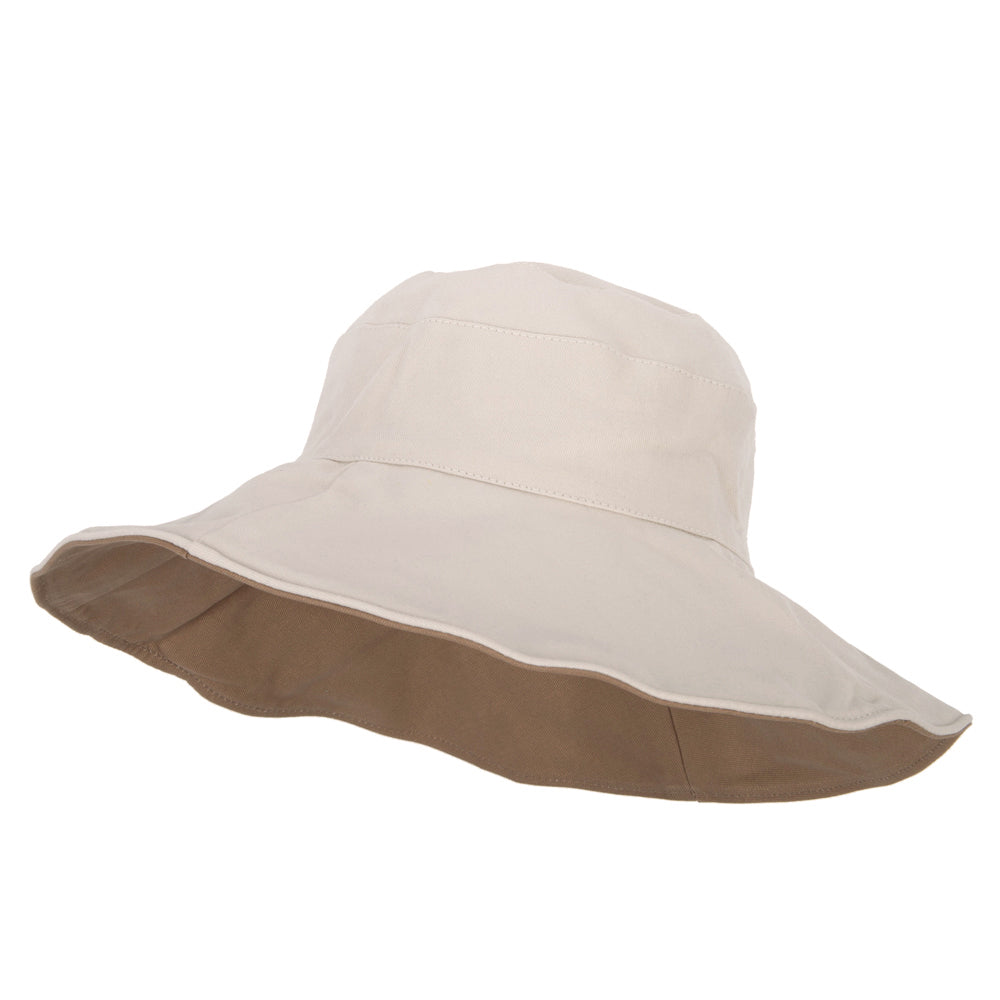 Women's Large Brim Reversible Cotton Canvas Bucket Hat