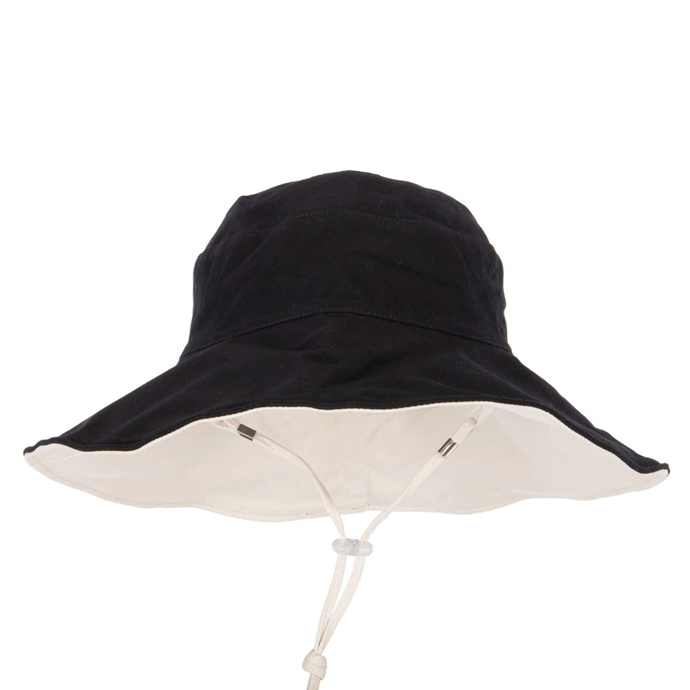 Women's Large Brim Reversible Cotton Canvas Bucket Hat