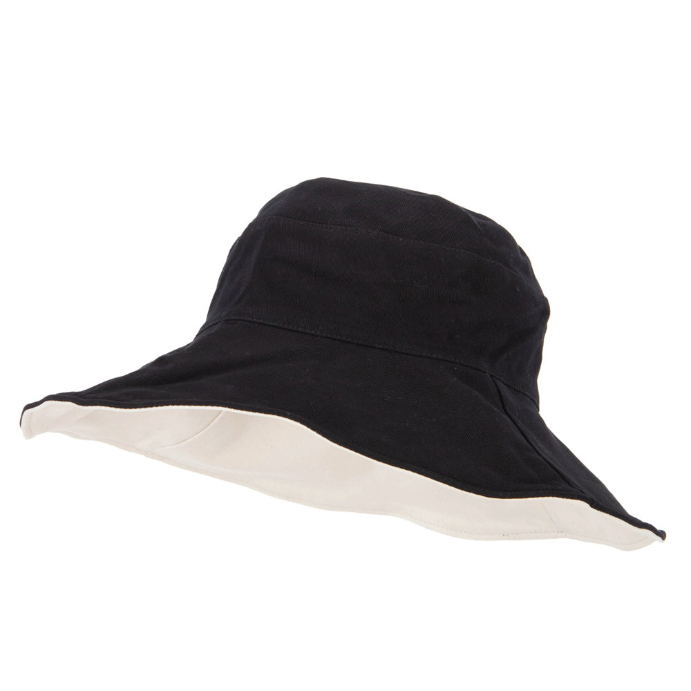 Women's Large Brim Reversible Cotton Canvas Bucket Hat