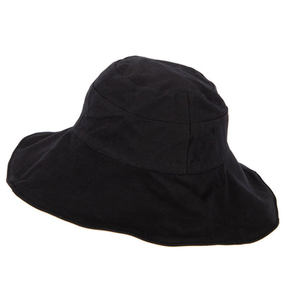 Women's Large Brim Reversible Cotton Canvas Bucket Hat