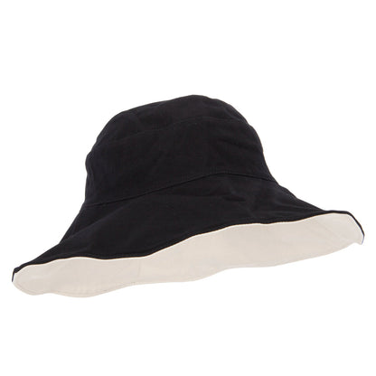 Women's Large Brim Reversible Cotton Canvas Bucket Hat