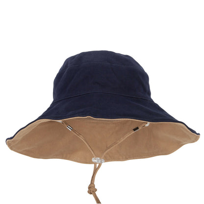 Women's Large Brim Reversible Cotton Canvas Bucket Hat