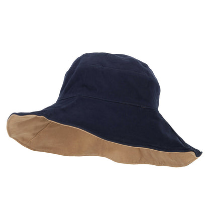 Women's Large Brim Reversible Cotton Canvas Bucket Hat