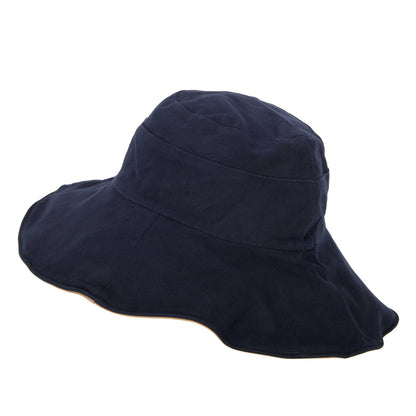 Women's Large Brim Reversible Cotton Canvas Bucket Hat