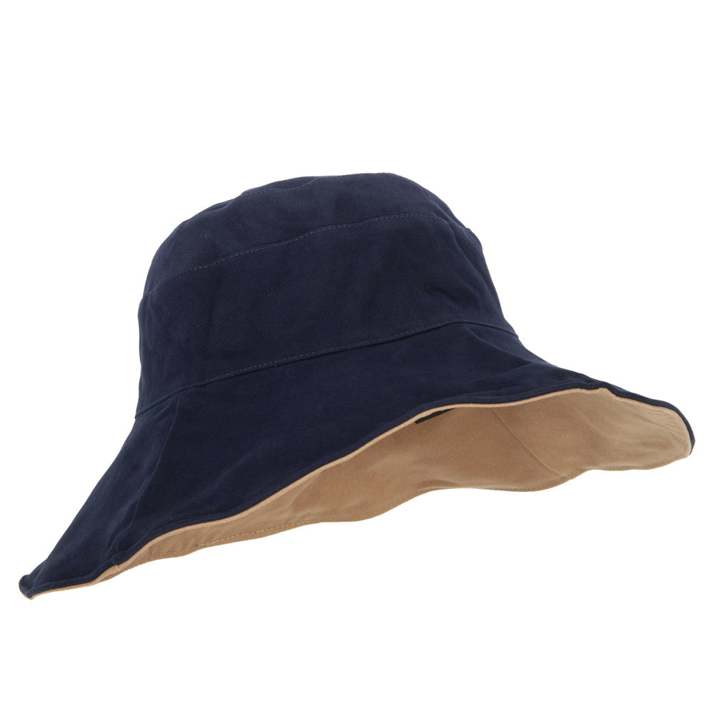 Women's Large Brim Reversible Cotton Canvas Bucket Hat