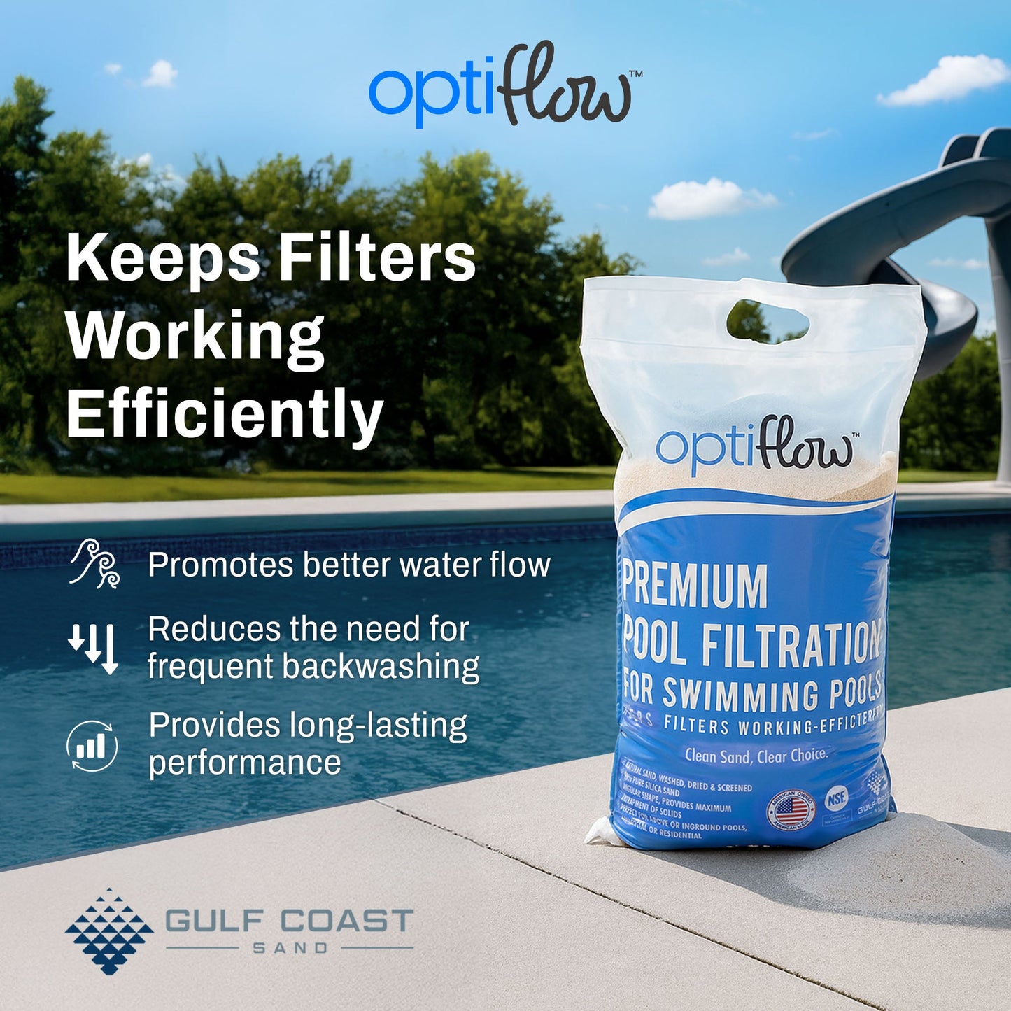 OptiFlow 50 Lb Premium Pool Filtration Angular Sand with Pure Silica Formula