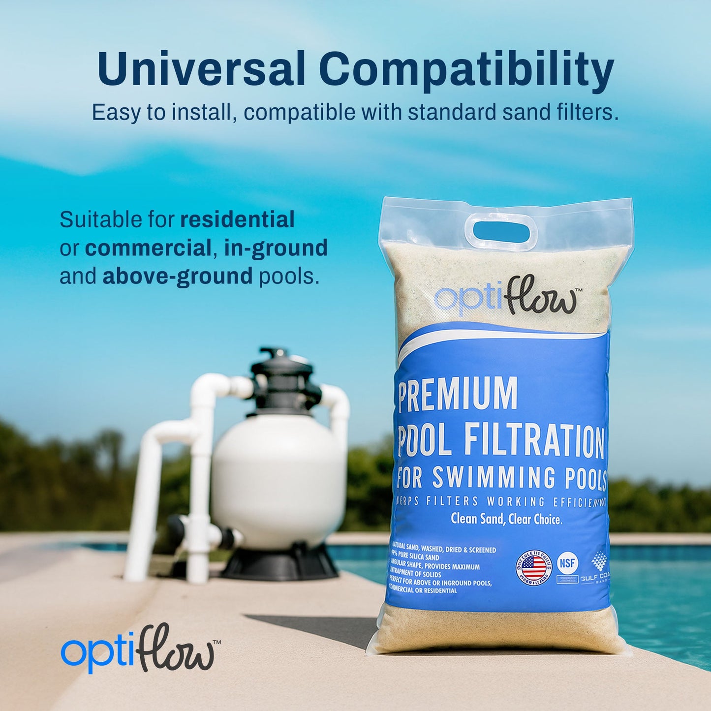OptiFlow 50Lb Premium Pool Filtration Angular Sand w/Pure Silica Formula, 3 Pack