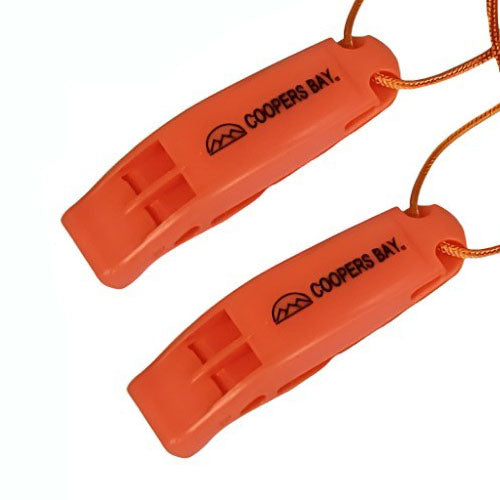 Safety Whistle, Clip-On with Neck Lanyard, 2-pack