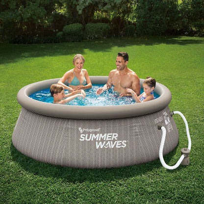 Summer Waves 8ft x 30in Quick Set Ring Above Ground Pool, Gray Basketweave