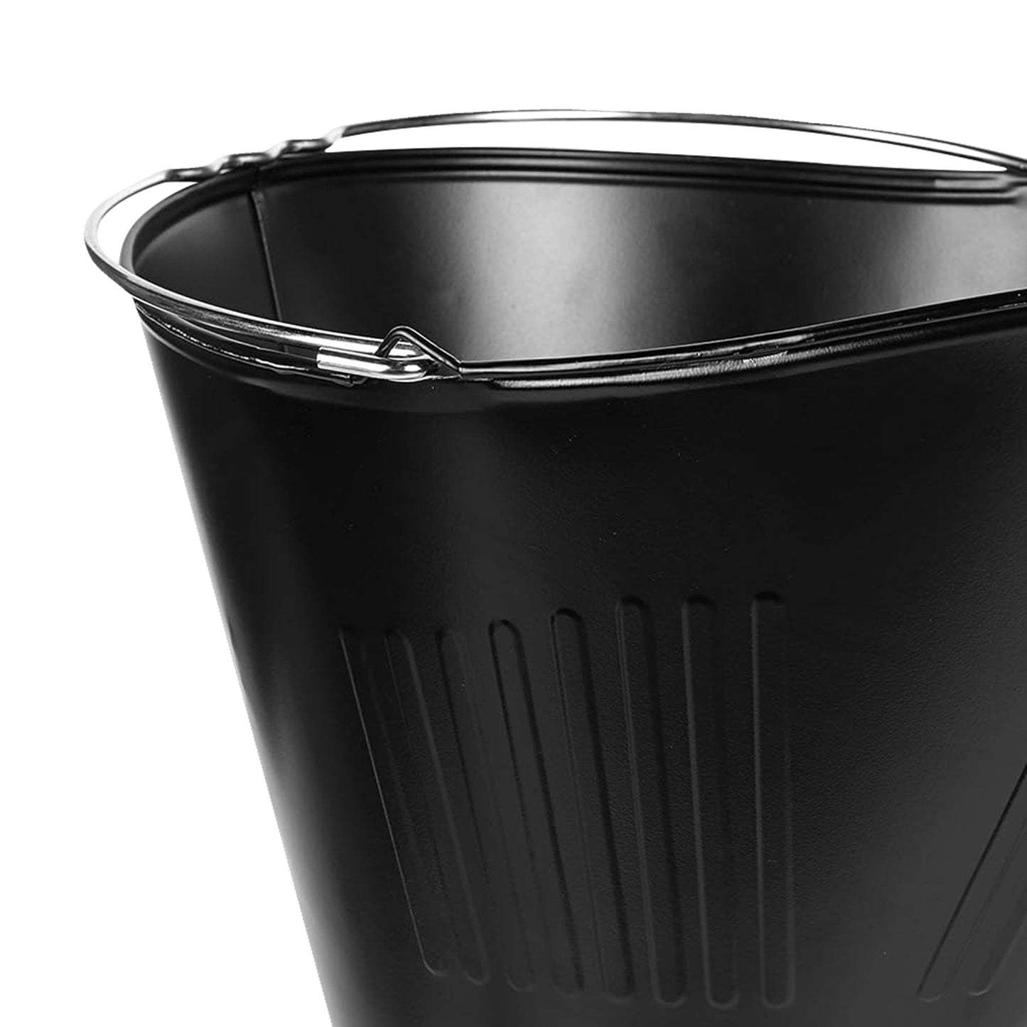 Panacea Products Modern Round Powder Coated Steel Fireplace Coal Scuttle, Black