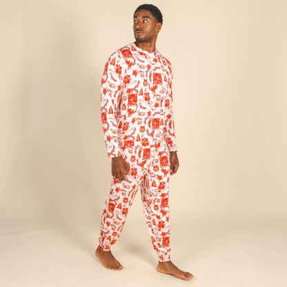 The Santa Slays | Christmas Toile SleepDeep™ Men’s Long Sleeve Pajama Shirt