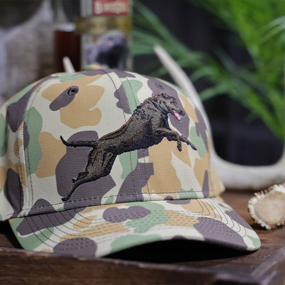 Chocolate Lab 6-Panel Riverside Vintage Camo Cap