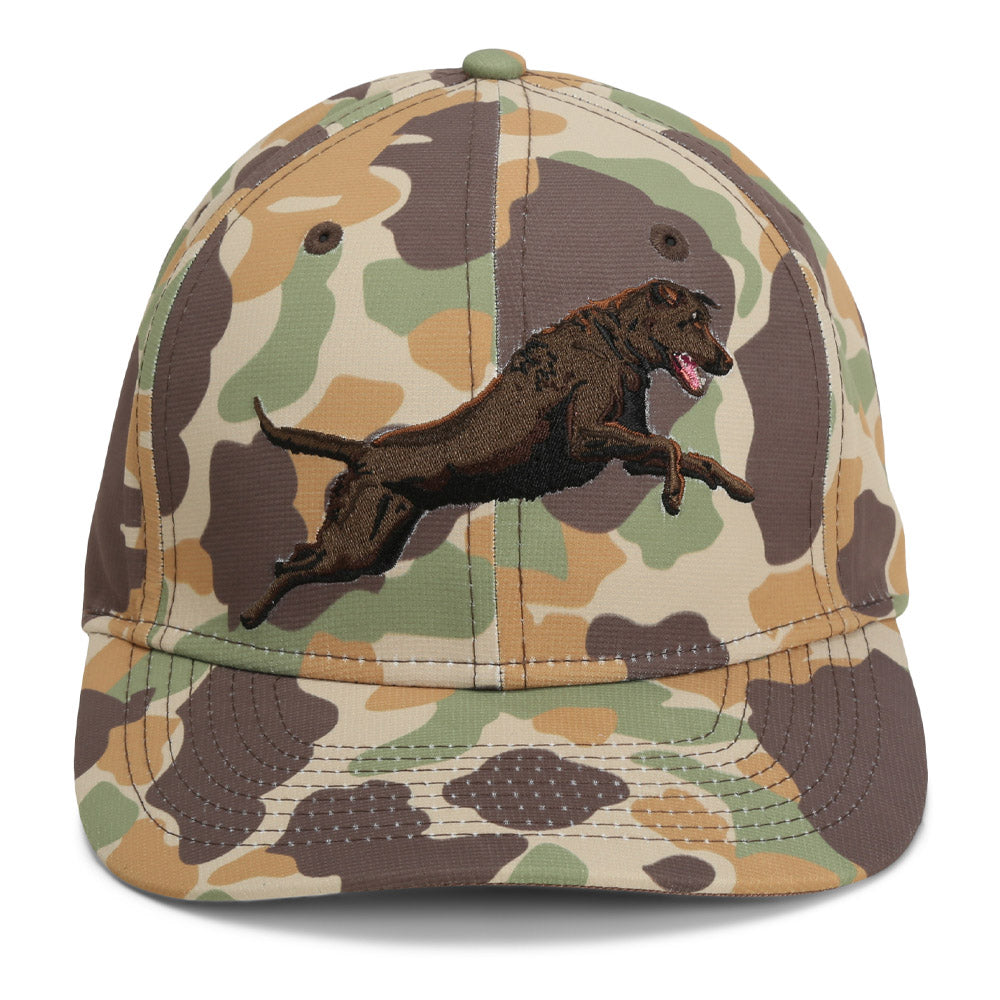 Chocolate Lab 6-Panel Riverside Vintage Camo Cap