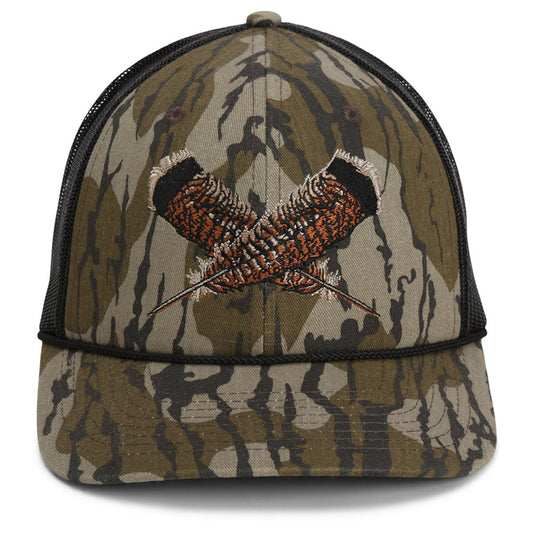 Mossy Oak Bottomland Turkey Feather Meshback Cap