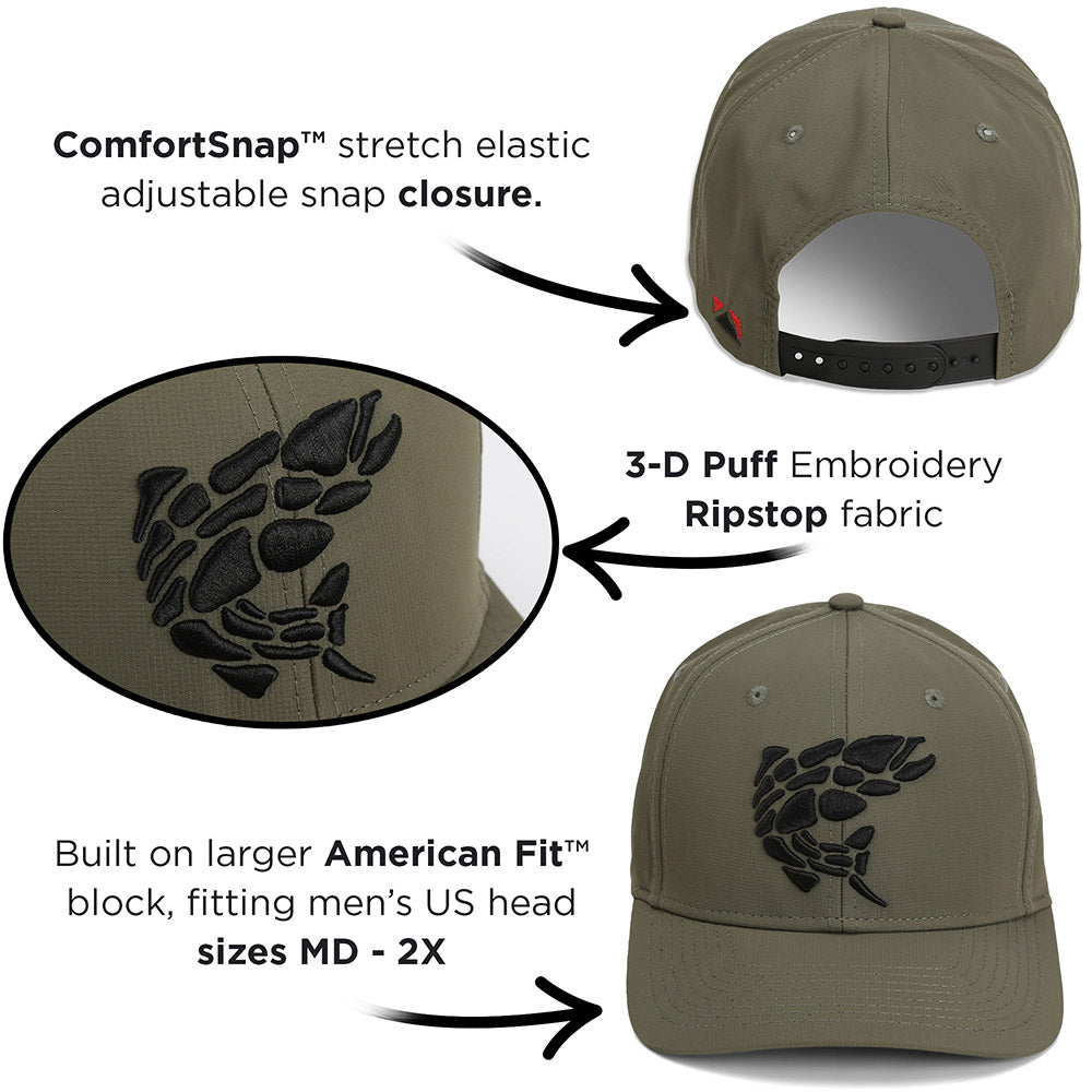 Rock Fish 3-D Puff Embroidery Performance RipStop Fishing Hat