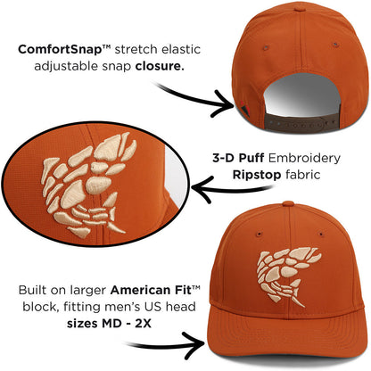 Rock Fish 3-D Puff Embroidery Performance RipStop Fishing Hat