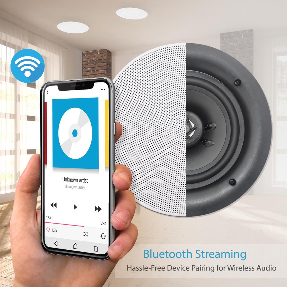 Pyle Audio 6.5 In 2 Way 200W Flush Mount Bluetooth Ceiling Wall Speakers, 4 Pack